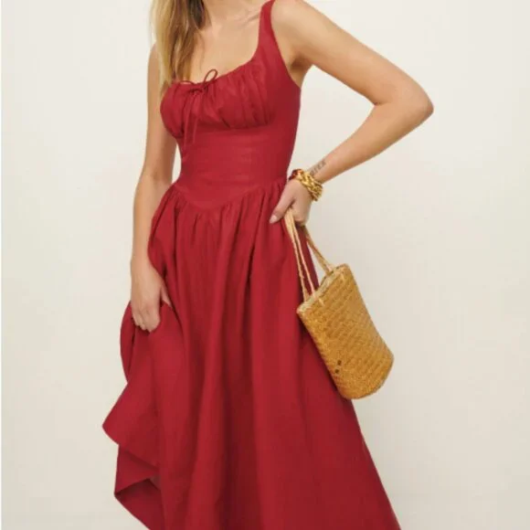 reformation petites balia linen dress Reformation Balia Linen Dress 0 in Natural